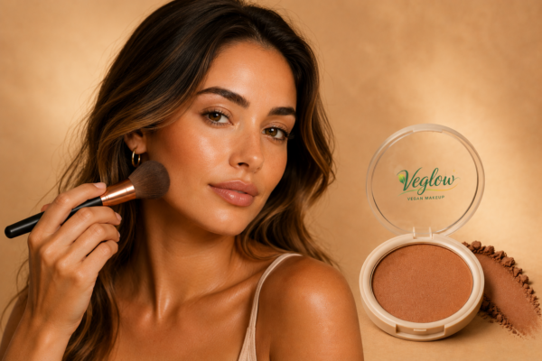 bronzer VeGlow model putting it