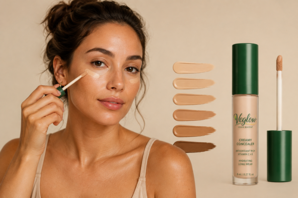 concealer putted by a women vegan