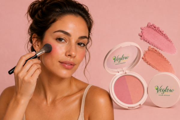 blush VeGlow model putting it